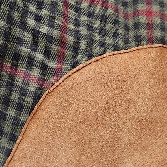 Vtg Abercrombie and Fitch men's long sleeve flannel plaid shirt lrg elbow patch - Picture 7 of 12